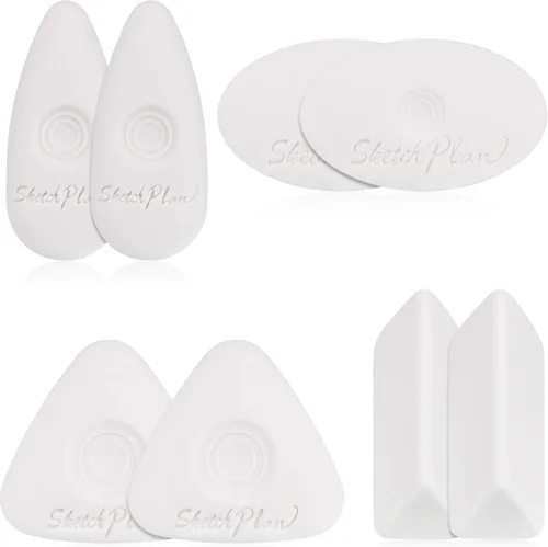 Outus Borradores de cubo con agarre de diferentes formas, borrador de vinilo blanco para dibujo, escritura, bocetos (8)