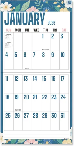 Miniatura 20 de SUNEE Calendario de pared 2026 de 18 meses, octubre de 2025 a marzo de 2027, 14.5 x 11.5 pulgadas, cuadrícula grande para colgar con papel grueso