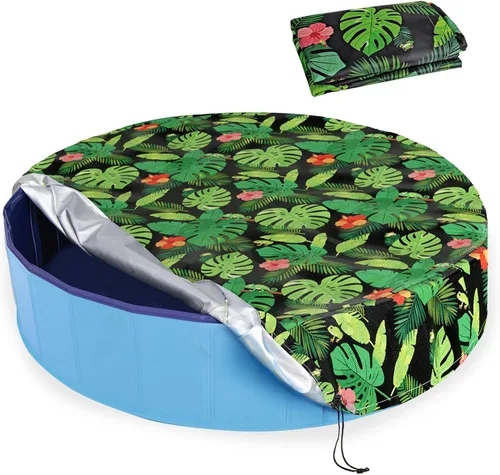 Cubierta redonda para piscina de 63 pulgadas, plegable para niños, cubierta solar para piscina plegable para perros, bañera de baño para niños,