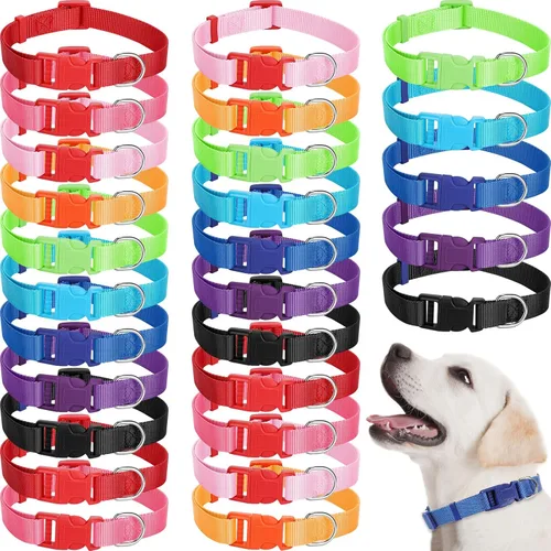 Amylove Collar de nailon ajustable para cachorros, 27 unidades, para perros pequeños, medianos y grandes, múltiples mascotas con hebilla de Lindos
