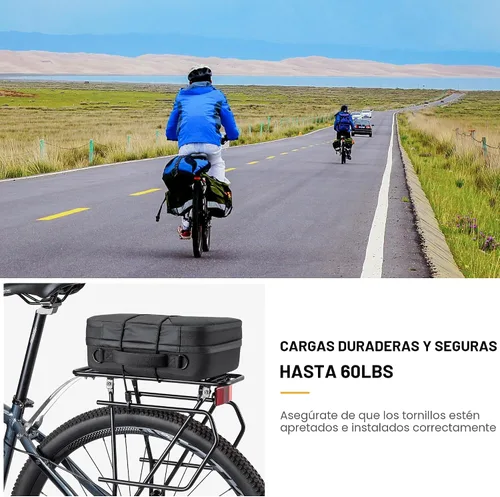 Miniatura 7 de CXWXC Portaequipajes trasero para bicicleta con canasta - Portaequipajes de carga para bicicleta para montaje de freno de disco/freno sin disco