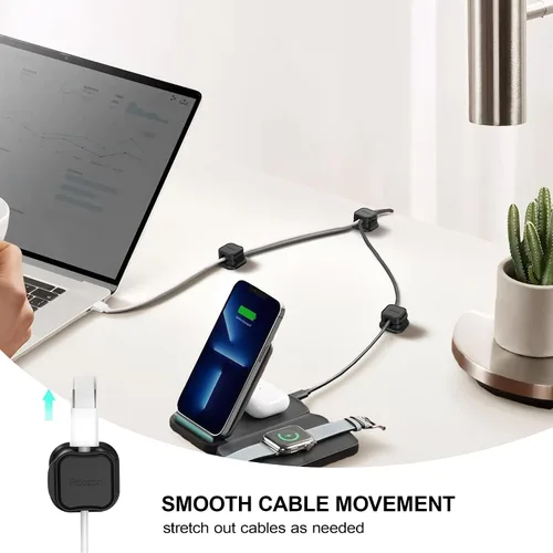 Miniatura 3 de Picozon - Paquete de 8 soportes magnéticos para cables, organizador de cables adhesivos Picozon para teléfono, cargador USB, organizador