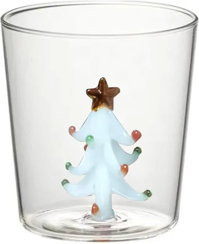 Miniatura 10 de Vaso de vidrio 3D con figura de árbol de Navidad en el interior, sin tallo, para vino, agua, leche, copa de vidrio, copa de árbol de Navidad