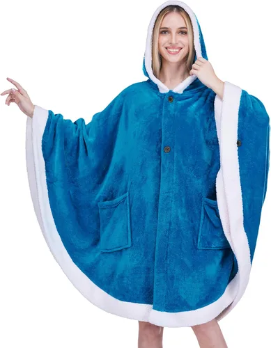 Miniatura 14 de PAVILIA Manta Vestible para Mujeres Adultas, Acogedora Manta Poncho Capa de Vellón de Felpa con Capucha, Chal Súper Suave, Manta Envolvente Angel
