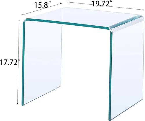 Miniatura 2 de Mesa auxiliar de vidrio pequeña, mesa auxiliar transparente, mesita de noche de vidrio templado, muebles de oficina en casa transparentes para sala