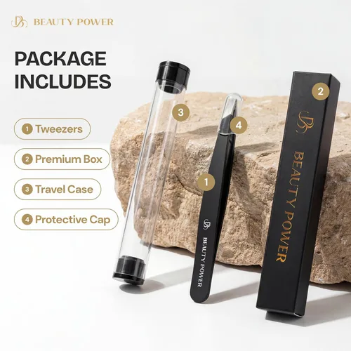 Miniatura 7 de Beauty Power Pinzas Inclinadas Profesionales de Ultra-Precisión para Cabello Facial de Mujer - Acero Inoxidable Alemán, Pinzas para Hombres