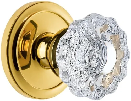 Miniatura 6 de Grandeur 820383 Roseta circular de privacidad con perilla de cristal Versalles en níquel pulido, 2.75