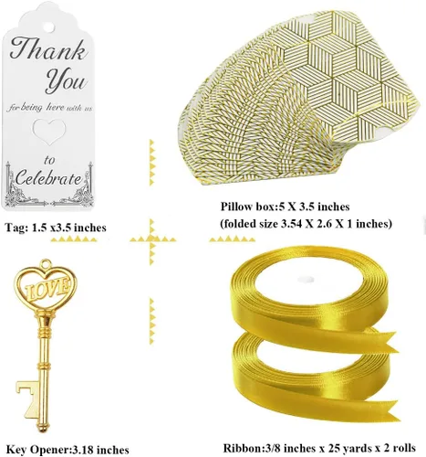 Miniatura 2 de Aokbean Paquete de 50 unidades con diseño de esqueleto y llavero de amor, caja de caramelos, cinta de agradecimiento para regalos de boda, regalo