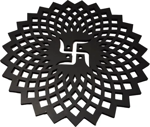 Miniatura 3 de My Dream Carts Black Round Decorative Wall Art Mdf Wooden Chakra For Temple, Living Room, Office, Hotel, Home Decor Items, Gift Item, Mandala Wall