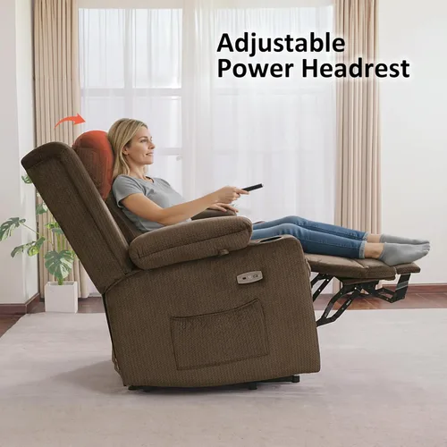 Miniatura 6 de MCombo Sillón reclinable eléctrico de triple motor con masaje y calor, silla reclinable eléctrica para personas mayores, reposacabezas ajustable