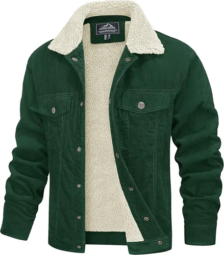 Miniatura 8 de MAGCOMSEN Chaqueta de pana para hombre, forrada con sherpa, cálida, gruesa, de camionero, con 5 bolsillos, para invierno