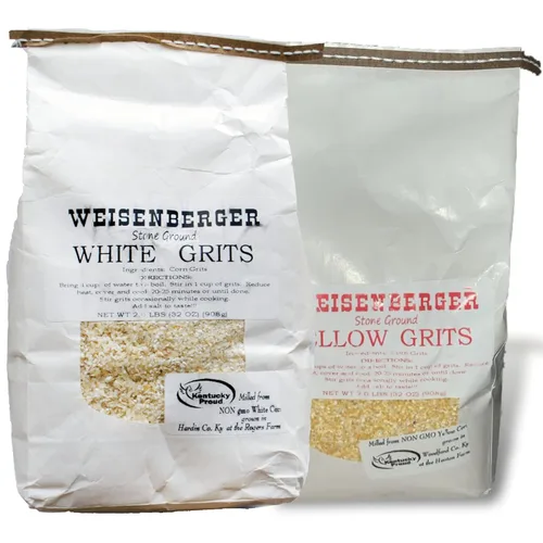 Weisenberger Granos de maíz molidos en piedra, auténticos, antiguos, estilo sureño, producto orgulloso de Kentucky, tierra gruesa sin OMG, blanco y
