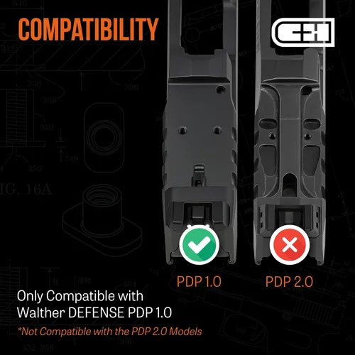 Miniatura 2 de C+H Placa de montaje Red Dot compatible con Walther PDP 1.0/2.0 Compatible con Trijicon RMR/SRO Holosun 407C/507C/507C/507Comp/508T Fabricado