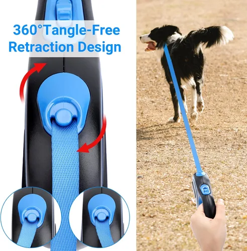 Miniatura 4 de Correa retráctil para perro Segarty, de 16 pies, resistente para caminar con perros medianos y pequeños de hasta 44 libras, mango antideslizante