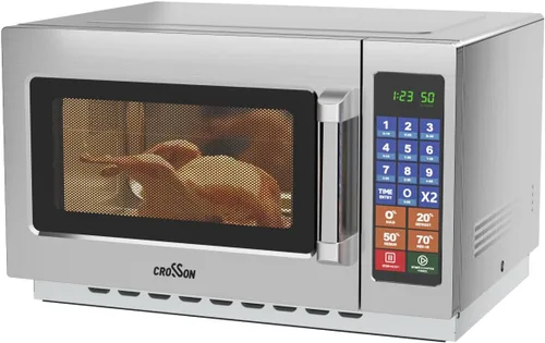 CROSSON - Horno microondas comercial para encimera de 34L con 10 menús de memoria programable, 5 niveles de potencia, 3 etapas de cocción y control
