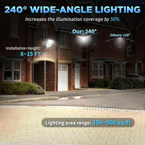 Miniatura 6 de LANGY Farolas solares impermeables para exteriores, sensor de movimiento de 6500 K del atardecer al amanecer con control remoto, luz LED