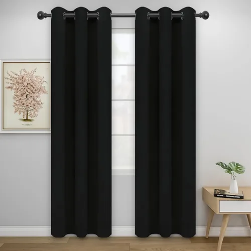Miniatura 70 de Easy-Going - Cortinas opacas para dormitorio, aislamiento térmico sólido con ojales, cortinas de ventana para reducción de ruido, cortinas
