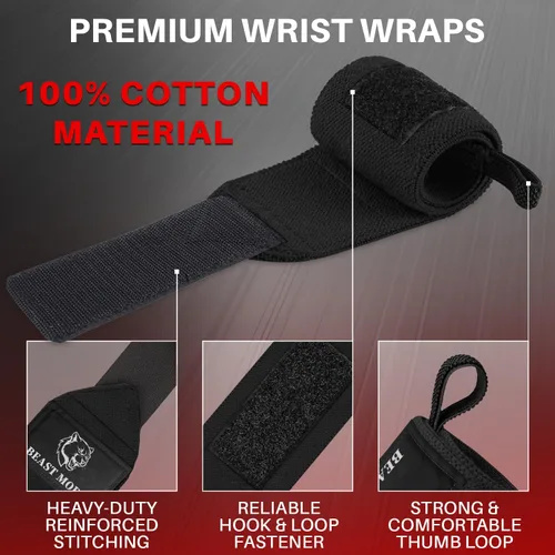 Miniatura 3 de TECEUM Weightlifting 18" & 12" Wrist Wraps with Thumb Loop – Heavy Duty Wrist Workout Braces for Men and Women – Ideal for Powerlifting, Strength