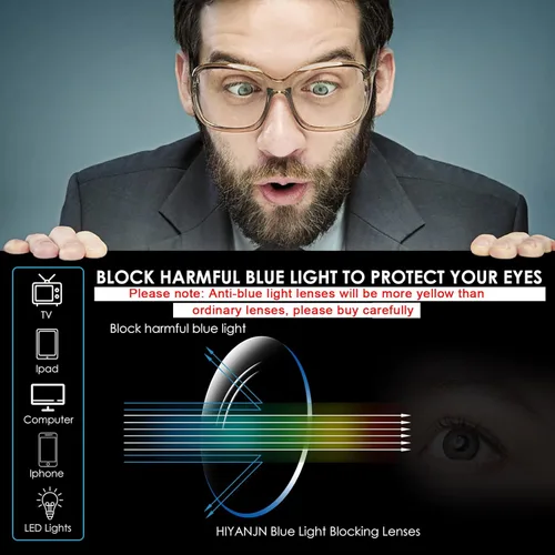 Miniatura 7 de HIYANJN Gafas de lectura sin marco con bloqueo de luz azul, lector de computadora sin montura para hombres