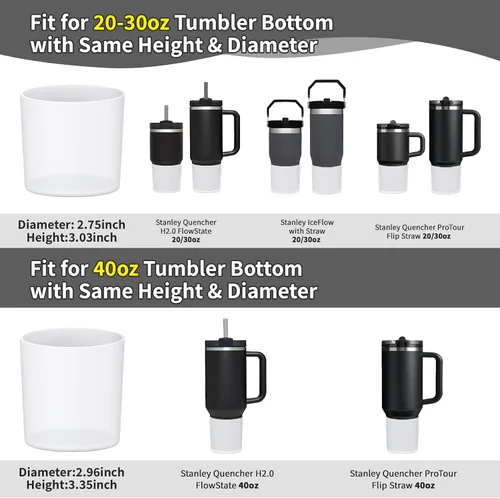 Miniatura 2 de WUQID Bota de silicona superior compatible con Stanley Quencher H2.0 e IceFlow Flip y ProTour de 40oz 30oz 20oz 14oz, se ajusta al mismo diámetro