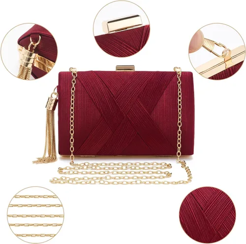 Miniatura 5 de Bolso de mano para mujer, bolso de noche con flecos, bolso de mano para mujer, bolso de mano de boda, bolso de mano con cadena, bolso cruzado