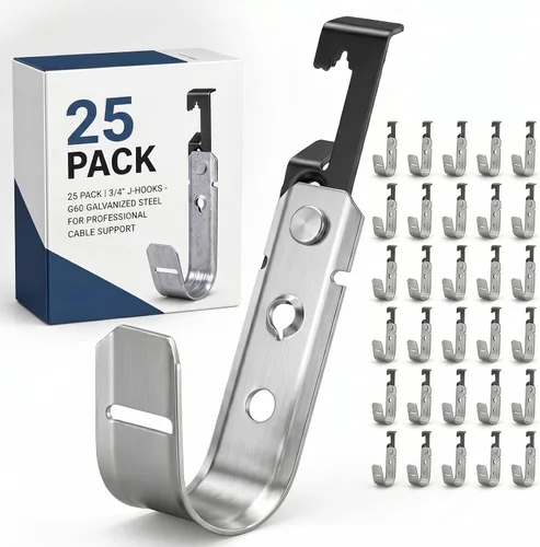 Miniatura 8 de Zonon 1 Pcs 25 Pcs J Hooks for Hanging Metal J Hook Hangers Cable Support with Bat Wing Heavy Duty G60 Galvanized Steel Cable Hooks for Attaching