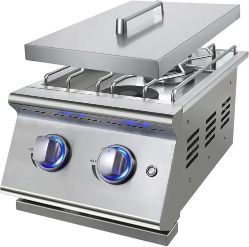 Livory Quemadores Laterales Dobles de Parrilla para Cocina al Aire Libre, 2 Quemadores de Propano Líquido de 15,000 BTU, Acero Inoxidable 304 de