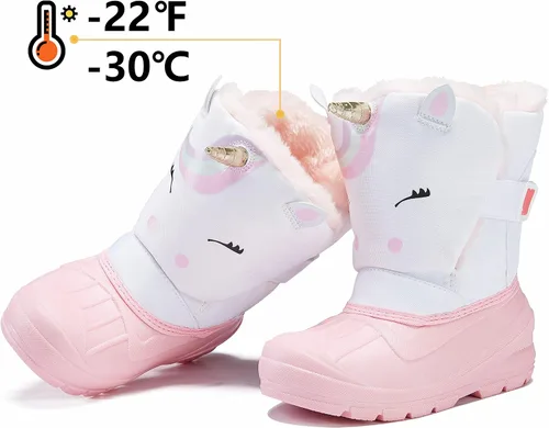 Miniatura 3 de MORENDL Botas de nieve para niños, impermeables, con forro de piel, cálidas, antideslizantes, para niños y niñas, para caminar al aire libre