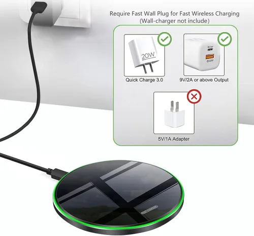 Miniatura 5 de Cargador inalámbrico rápido, almohadilla de carga inalámbrica máxima de 20 W compatible con iPhone 17/17 Pro/Pro Max/16/15/14/13/12, AirPods