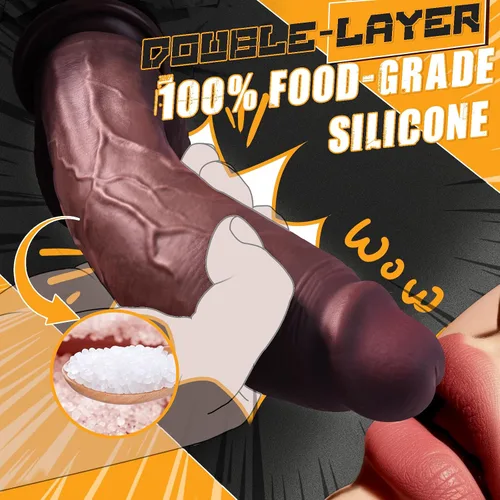 Miniatura 4 de Consolador grande negro grueso de 9 pulgadas, consoladores de silicona de grado alimentario con sensación de piel real con ventosa de succión