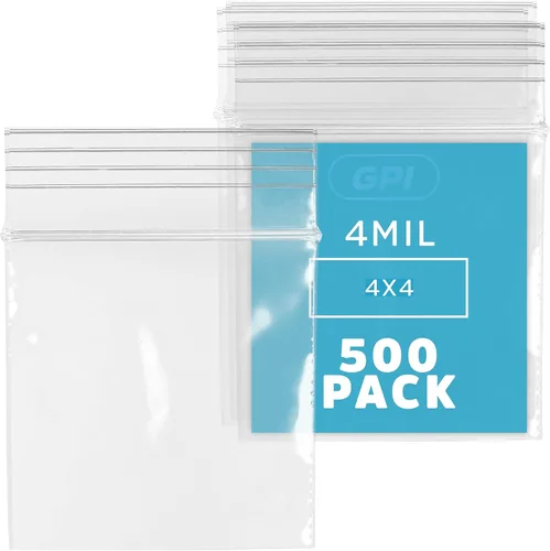 Miniatura 12 de GPI - Caja de 1000 bolsas de plástico transparente con cremallera de 3 x 3 pulgadas - Bolsas de polietileno resistentes a granel de 4 mil de grosor