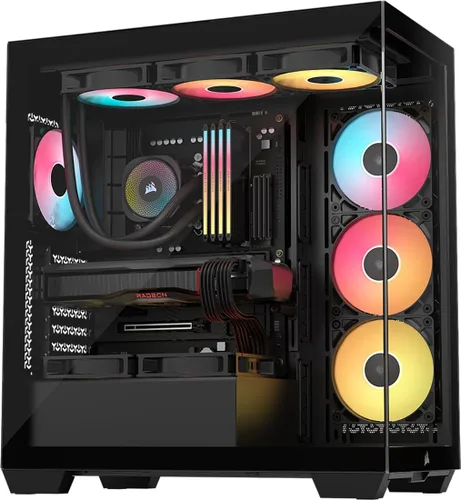 Caja de PC CORSAIR 3500X RS-R ARGB de torre media – 3 ventiladores ARGB RS120-R preinstalados, brazo anti-hundimiento para GPU, compatible con hasta