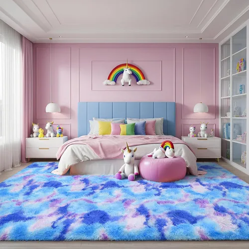 Miniatura 8 de AROGAN Alfombras suaves de 2 x 4 pies para dormitorio, alfombra mullida de felpa, alfombra peluda que no desprende para guardería, habitación
