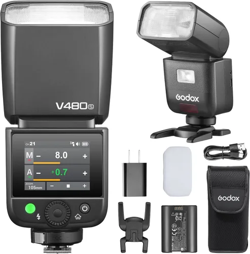Godox V480S TTL Speedlite Flash para cámaras Sony, GN50, pantalla táctil de 2.0 pulgadas, HSS 1/8000s, sincronización de obturador electrónico, 2.4G