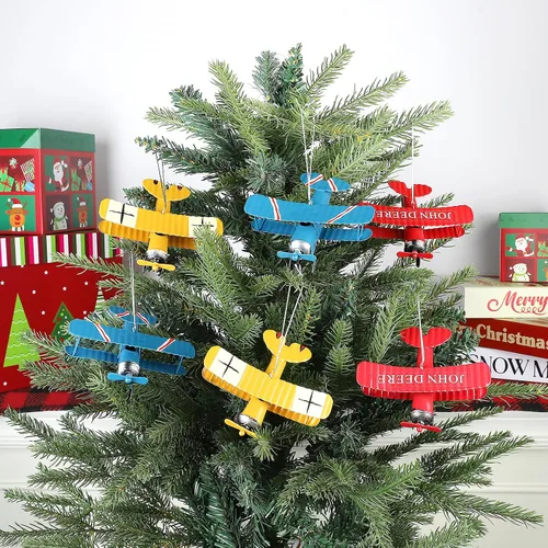 Miniatura 5 de YIYA 6 piezas de decoración de avión de metal colgante para habitación de niños, accesorios de fotos, decoración de escritorio, oficina, dormitorio