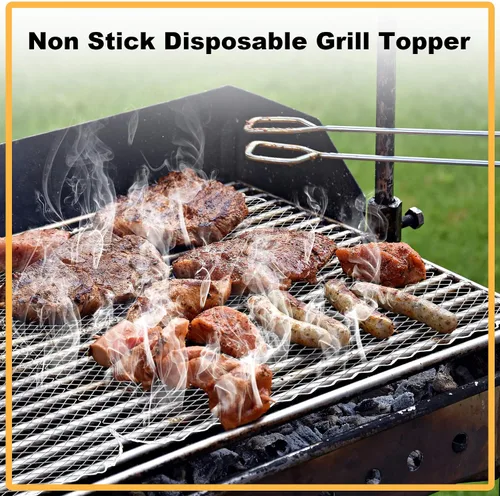 Miniatura 3 de Juego de 10 cubiertas de parrilla desechables de 16 x 12 pulgadas, alfombrillas de aluminio antiadherentes para parrillas al aire libre, fáciles