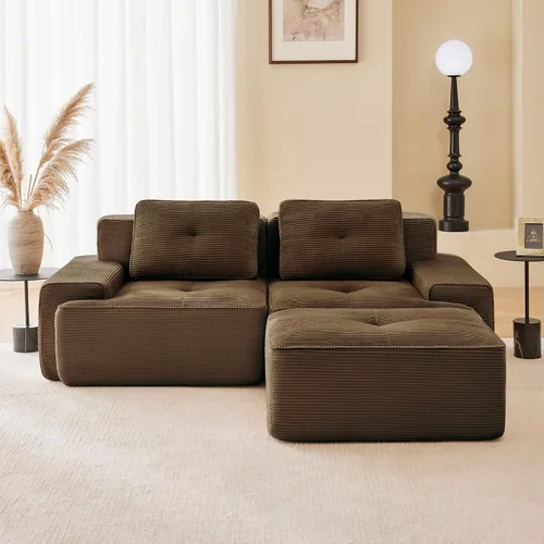 Miniatura 46 de Sofás modulares sin hueso de 152.8 pulgadas para sala de estar, sofá modular con diván en forma de L, cómodo asiento profundo tapizado de tela
