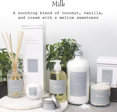Miniatura 4 de K. Hall Designs Milk Jar Candle, Creamy-Sweet Coconut Vanilla Aroma, 60-Hour Burn, Vegetable Wax & Soy Blend Made in USA for Men and Women, 8 oz
