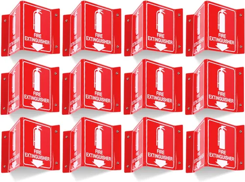 Miniatura 7 de Señal de extintor de incendios T&R, extintor de incendios con flecha hacia abajo - Paquete de 12 - Acrílico de 6 x 6 pulgadas, 2 orificios