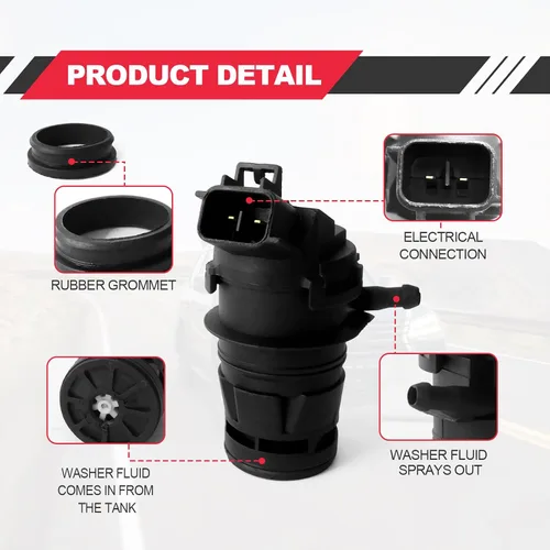 Miniatura 3 de Bomba de lavado de parabrisas, compatible con Toyota, Lexus, Scion, Mazda, Honda, reemplaza al OEM: 85330-60190, 85330-AE010, 85330-60180, bomba