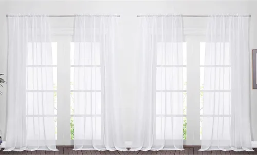 Miniatura 21 de NICETOWN Cortinas traslúcidas de gasa para ventana de dormitorio, bolsillo para barra, elegantes cortinas traslúcidas ligeras que llegan al suelo