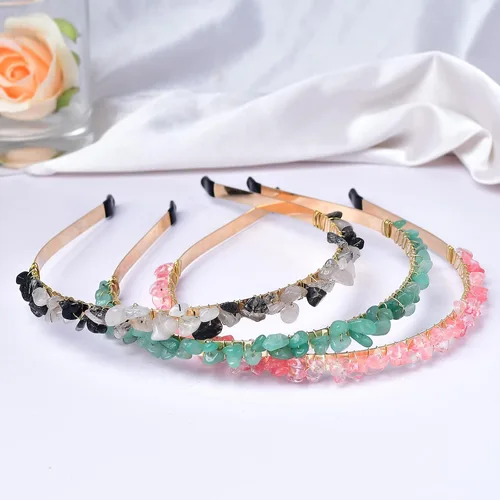 Miniatura 4 de Diadema de cuarzo de cristal crudo, accesorios para el cabello, tiara con joyas para mujeres y niñas, 3 piezas