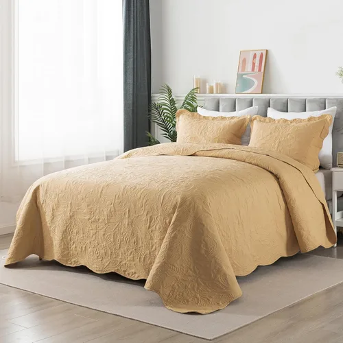 Miniatura 93 de HoneiLife - Juego de colcha de tamaño Queen, juego de ropa de cama de pana bordada de 3 piezas, colcha de lujo, ligera, cálida, para todas las Pana