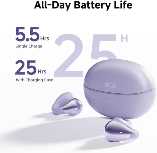 Miniatura 7 de QCY Crossky C30 Auriculares de oído abierto inalámbricos Bluetooth, auriculares de clip con 4 micrófonos ENC de cancelación de ruido, ajuste Púrpura