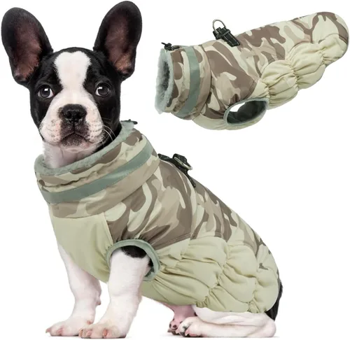 Miniatura 8 de Lelepet Abrigo cálido para perro, abrigo de invierno para perro, chaqueta impermeable para perros con arnés incorporado, chaleco reflectante