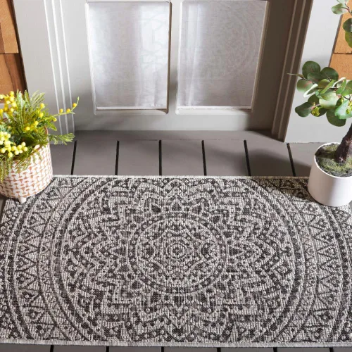 Miniatura 21 de SAFAVIEH Alfombra lavable para exteriores, colección Courtyard - Pasillo de 2.3 x 8 pies, color beige claro y marrón claro, no desprende pelusa
