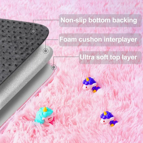 Miniatura 6 de qulint Alfombras de área de 8 x 10 pies para sala de estar, alfombra rosa grande y esponjosa para dormitorio, alfombras suaves y peludas para niños