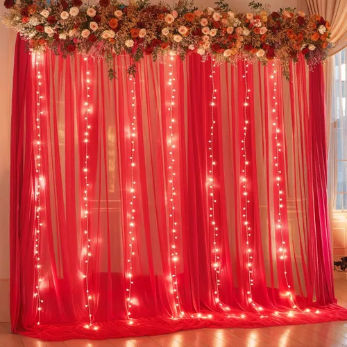 Miniatura 27 de Cortina de telón de fondo de tul azul bebé de 10 x 8 pies con cadena de luces para fiestas, cortinas de fondo transparentes para bodas, baby shower