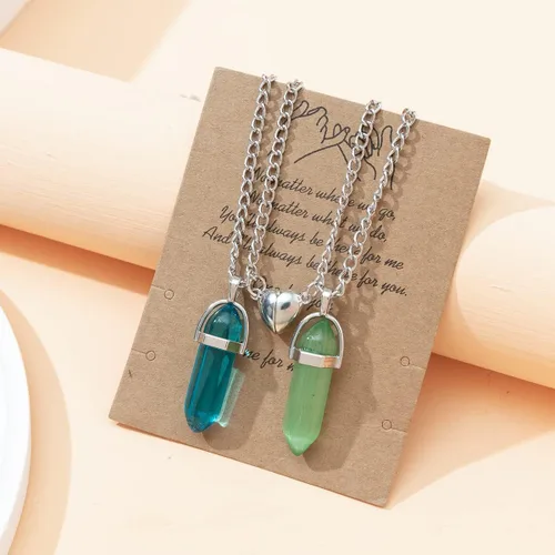 Miniatura 4 de Collar magnético de corazón dividido a juego para parejas, colgante de atracción mutua de cristal, regalo de joyería de amistad para mejores amigos