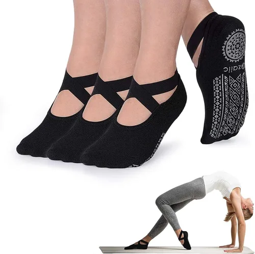 Miniatura 121 de Ozaiic - Calcetines de yoga para mujer con correas y agarres antideslizantes, ideales para pilates, Pure Barre, ballet, danza y entrenamiento